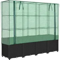 vidaXL Potager surélevé avec couverture de serre aspect rotin 160x40x153 cm