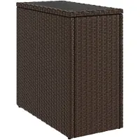 vidaXL Table d'appoint de jardin avec plateau en verre brun 58x27,5x55 cm rotin