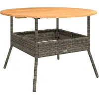 vidaXL Table de jardin avec plateau en bois Gris Ø110x71 cm Poly rotin