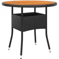 vidaXL Table de jardin Ã80x75 cm acacia et poly rotin noir