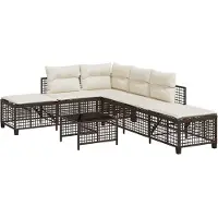vidaXL Ensemble de 3 canapés d'angle de jardin avec coussins Marron Poly Rattan