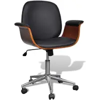 vidaXL Chaise pivotante avec accoudoirs Bois courbé et similicuir