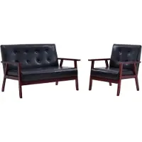 vidaXL Canapé "Perach" en polyester noir. Dimensions (L/H/P) 113x73x67 cm