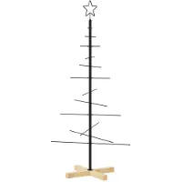vidaXL Arbre de Noël en métal avec base en bois noir 120 cm