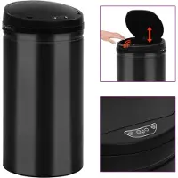 vidaXL Poubelle automatique à capteur 50 L acier carbone noir