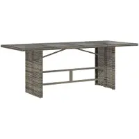 vidaXL Table de jardin avec plateau en verre Gris 190x80x75 cm Poly rotin