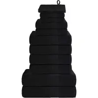 vidaXL Ensemble de serviettes 12 pcs noir 360 g/m² 100% coton
