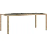 vidaXL Table de jardin avec plateau en verre Beige 190x90x75 cm Poly rotin