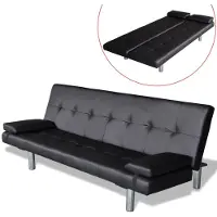 vidaXL Canapé-lit réglable avec deux oreillers Similicuir Noir