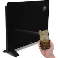 Vonroc Chauffage électrique de luxe - Convecteur - Panneau en verre 1500W Premium - Noir | Commande manuelle et Wi-Fi incl.