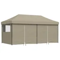 vidaXL Tente de réception pliable Pop-Up avec 4 panneaux latéraux Taupe