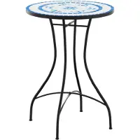 vidaXL Table de bistrot en mosaïque bleu et blanc Ø50x70 cm Céramique