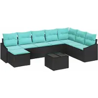 vidaXL Ensemble de canapés avec coussins, 9 pièces, en rotin synthétique noir