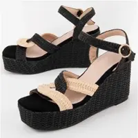 Montevita Esparto Sandale compensée Salia11 Noir
