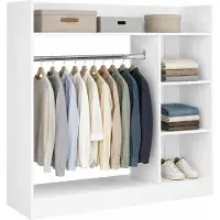 VCM Armoire Palosa H. 120 x L. 124 x P. 35 cm avec tringle et étagères. Armoire ouverte - Palosa L