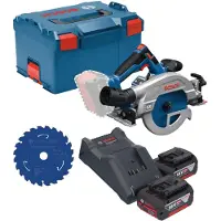 Bosch Scie circulaire sans fil GKS 18V-57-2 GX Professional 18 V 165 mm sans balais + 2 batteries 4,0 Ah + chargeur + L-Boxx