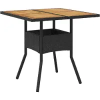 vidaXL Table de jardin avec plateau en bois noir 80x80x75 cm Poly rotin