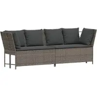 vidaXL Canapé de jardin avec coussins Gris Poly Rattan