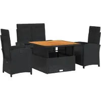 vidaXL Ensemble de jardin 4 pièces avec coussins Noir Poly Rattan