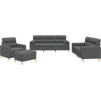 vidaXL Ensemble de canapés 4 pièces avec coussins Tissu gris foncé