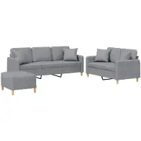 vidaXL Ensemble de canapés 3 pièces avec coussins Tissu gris clair