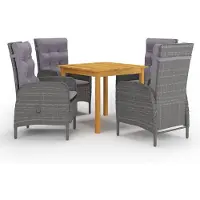 vidaXL Ensemble de jardin 5 pièces Gris