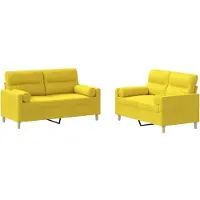 vidaXL Ensemble de canapés 2 pièces avec coussins Tissu jaune clair