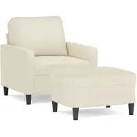 vidaXL Fauteuil avec pouf Crème 60 cm Velours