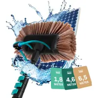 Vonroc Brosse à laver télescopique - 6,50m | Incl. brosse multi-usages, nettoyeur de vitres 2-en-1, tuyau et distributeur de savon
