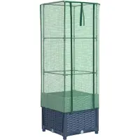 vidaXL Lit surélevé avec serre aspect rotin 40x40x139 cm