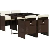 vidaXL Ensemble de jardin 5 pièces avec coussins Marron Poly rotin