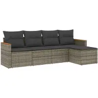 vidaXL Ensemble de salon de jardin 5 pièces avec coussins Gris Poly rotin
