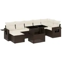 vidaXL Ensemble de jardin canapé 8 pièces avec coussins Marron Poly rotin