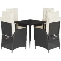 vidaXL Ensemble de jardin 5 pièces avec coussins Noir Poly Rattan