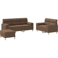 vidaXL Ensemble de canapés 3 pièces avec coussins Tissu brun