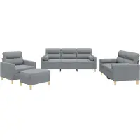 vidaXL Ensemble de canapés 4 pièces avec coussins Tissu gris clair