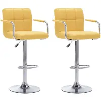 vidaXL Tabouret de bar 2 pcs. Tissu jaune