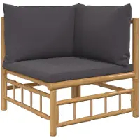 vidaXL Canapé d'angle de jardin avec coussins gris foncé en bambou