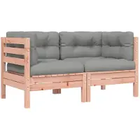 vidaXL Canapé d'angle de jardin avec coussins 2 pcs. Bois massif Douglas