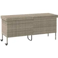 vidaXL Coffre de jardin à roulettes gris clair 160x55x75 cm Poly rotin