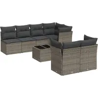 vidaXL Ensemble de jardin canapé 8 pièces avec coussins Gris Poly rotin