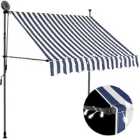 vidaXL Store rétractable manuel avec LED 200 cm bleu et blanc