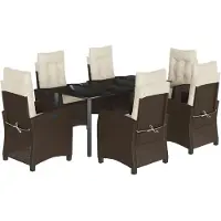 vidaXL Ensemble de jardin 7 pièces avec coussins Marron Poly rotin
