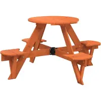 vidaXL Table de pique-nique pour 4 enfants avec trou pour parapluie Rond en bois massif de sapin
