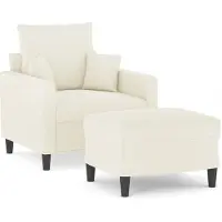 vidaXL Fauteuil avec pouf Crème 60 cm Velours
