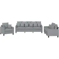 vidaXL Ensemble de canapés 3 pièces avec coussins Tissu gris clair
