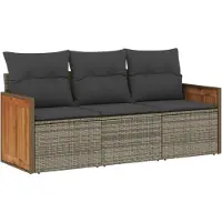 vidaXL Ensemble de salon de jardin 3 pièces avec coussins Gris Poly rotin