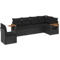 vidaXL Ensemble de salon de jardin 6 pièces avec coussins noir poly rotin