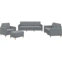 vidaXL Ensemble de canapés 4 pièces avec coussins Tissu gris clair