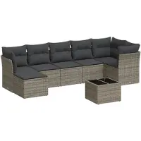 vidaXL Ensemble de jardin canapé 8 pièces avec coussins Gris Poly rotin